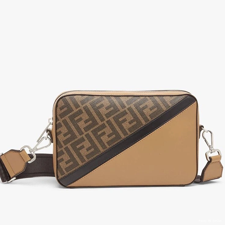 HOT Case Black Compact Motif FF Brown Camera Fendi In Fabric 0716